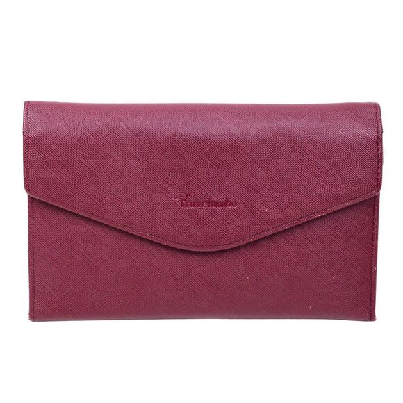 TRAVELAMBO BURGUNDY GENUINE LEATHER ID COIN BILL HOLDER WALLET TRIFOLD CLUTCH - Picture 1 of 11